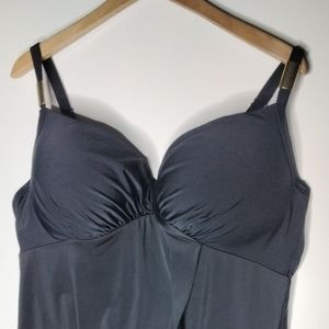 Lane Bryant Cacique Black Swim Top Tankini Swimsuit Size 42DDD